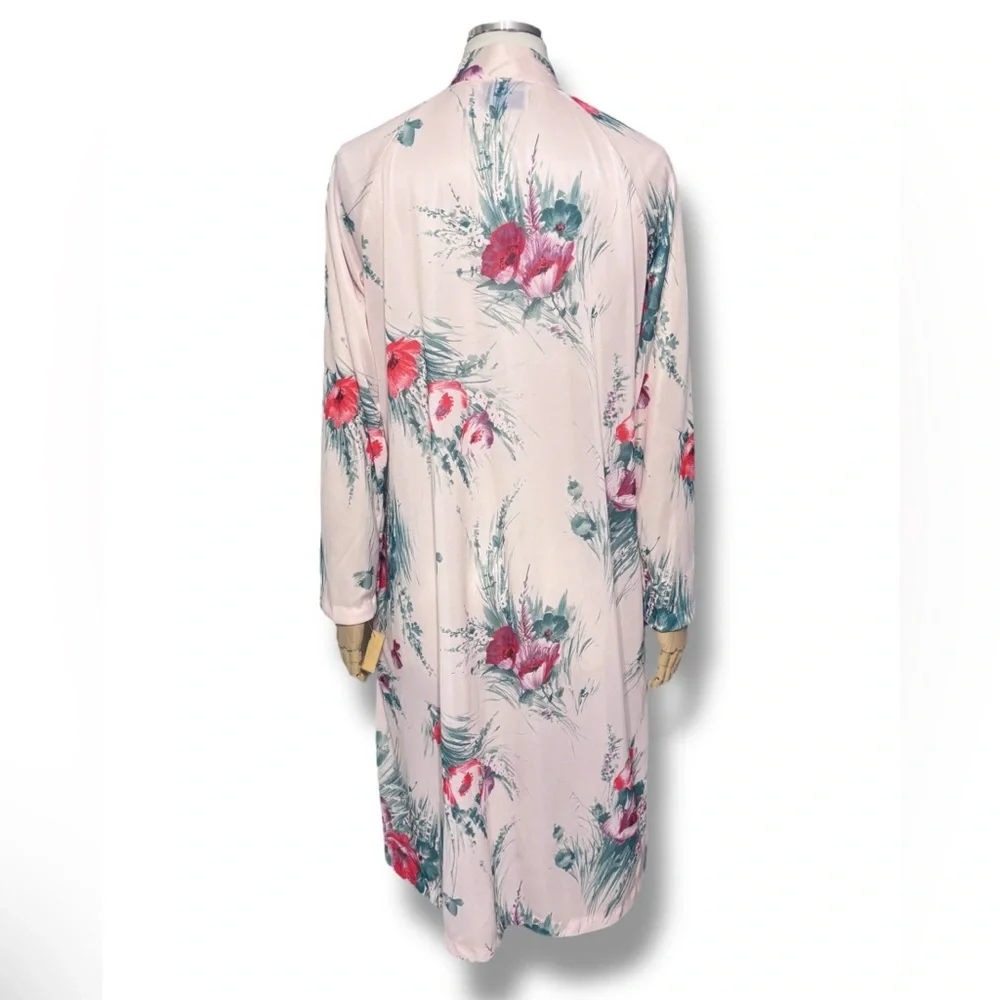 TRAVEL-LITE Pink Floral Zip Front Short Robe Cover Up VINTAGE